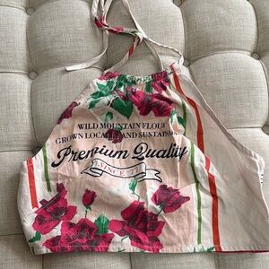 Anthropologie Floral Halter Crop Top - Red and Green